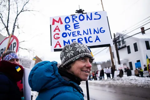 JD Vance ambushed by protesters while on a ski trip with family.