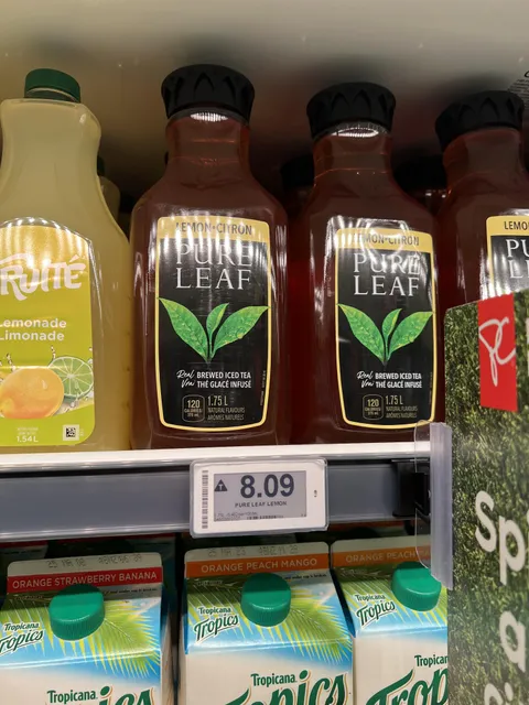 Canadian grocery store label showing items affected by US tariffs