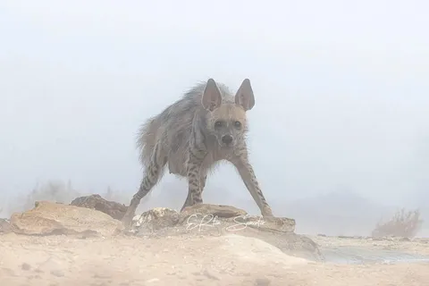 🔥 Stripped hyena posing like Wild West duel, Khorasan, Iran