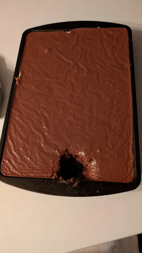 I married a monster. She cut my marshmellow brownie with a spoon