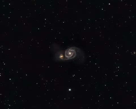 Whirlpool galaxy collision from my roof mounted telescope in London.