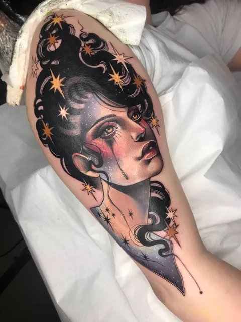 Stargazing, by Beth Rose at Calamity Tattoo in Edinburgh, Scotland
