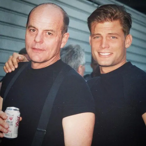 Casper Van Dien &amp; Michael Ironside While filming of Starship Troopers 1996