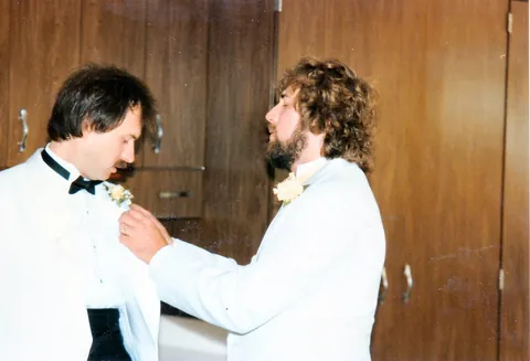 Married for 40 years, so a few photos of the wedding day prep and one after.