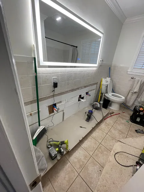 Upgraded bathroom from single to double vanity