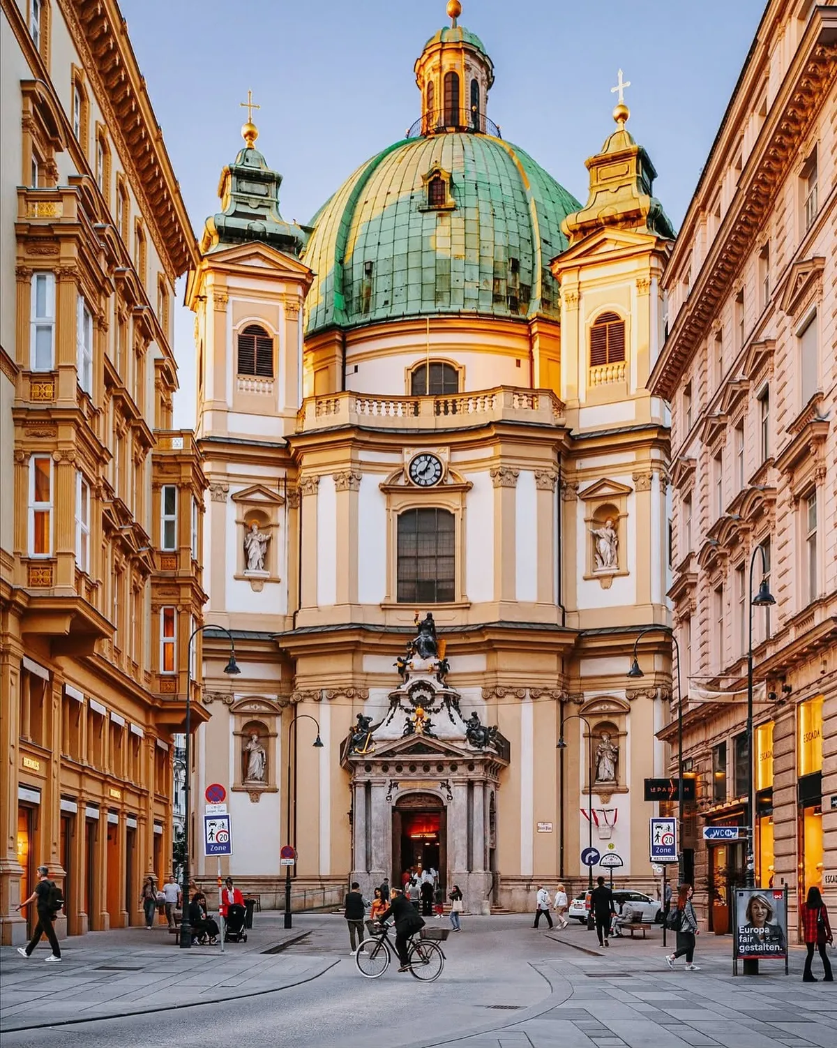 1733 Baroque Peterskirche (St. Peter's Church) seen from Graben Street, Vienna, Austria.