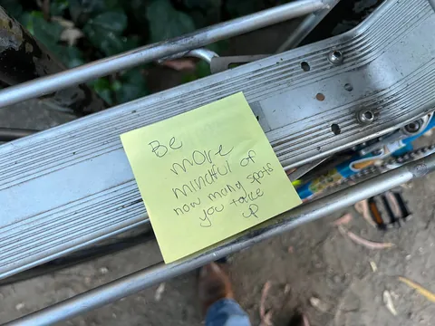 note I found on my bike vs. number of available spots
