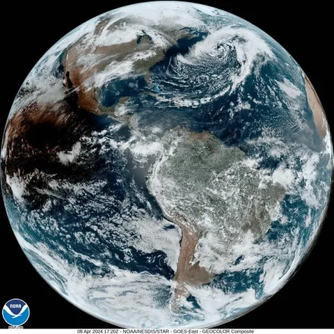 Eclipse Shadow from GOES-East NOAA Weather Satellite
