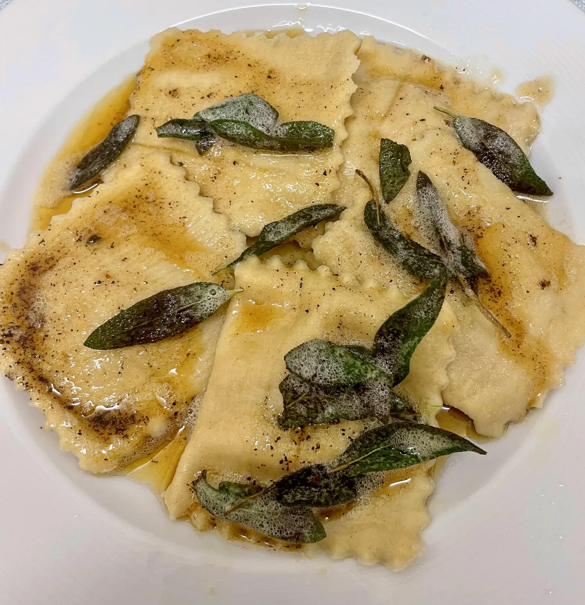 [Homemade] Butternut Squash ravioli with brown butter and sage