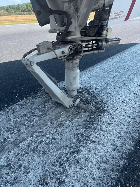 What was left of Air India Express flight ( IX 938 ) nose gear after a hard landing at  Phuket International Airport (HKT), Thailand earlier today