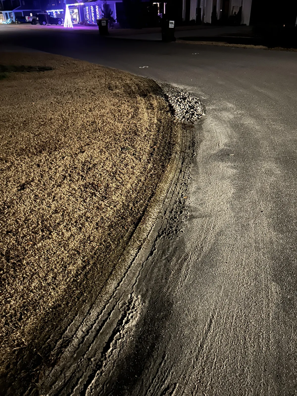 I put these rocks down where people had been cutting the corner over my lawn. Now they’ve just driven around them more. Time for boulders.
