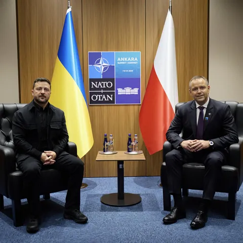 Ukrainian President Zelenskyy met with Polish President Nawrocki at the NATO summit in Ankara, marking their first face-to-face discussion since a high-profile diplomatic row