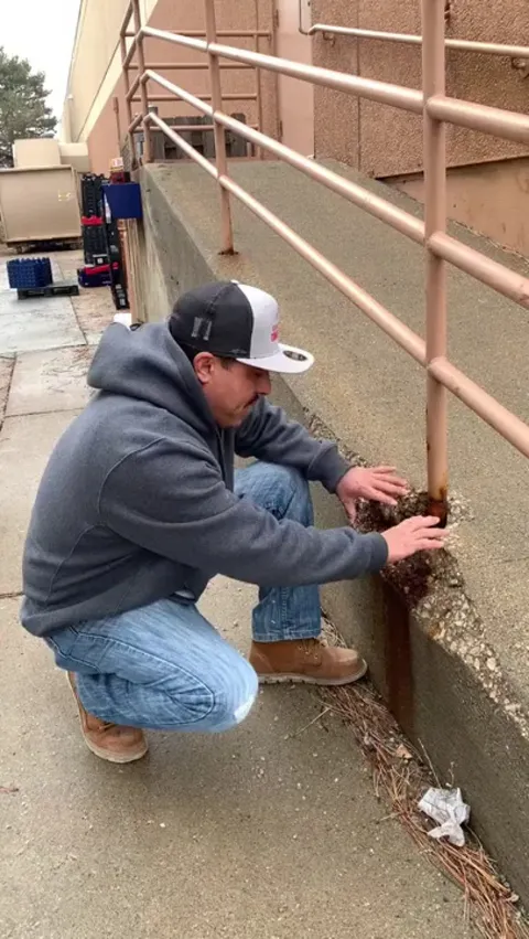 Concrete repair work. I love watching someone who has mastered his trade.