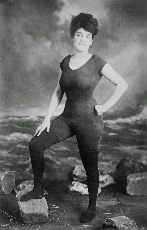 Annette Kellerman in the swimsuit that got her arrested for indecency, ca. 1907