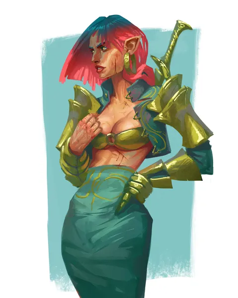 Lady warrior, art by me, digital art, 2024