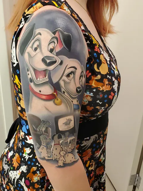 Start of my 101 Dalmatian sleeve- by Ben Ochoa at Manor No.9 in Anaheim, CA