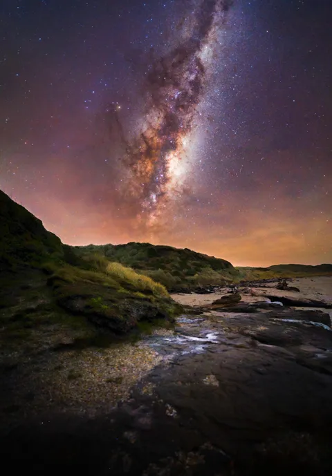 Tussock covered dunes and a milky sky, fort rose NZ [3776x5424] [OC]