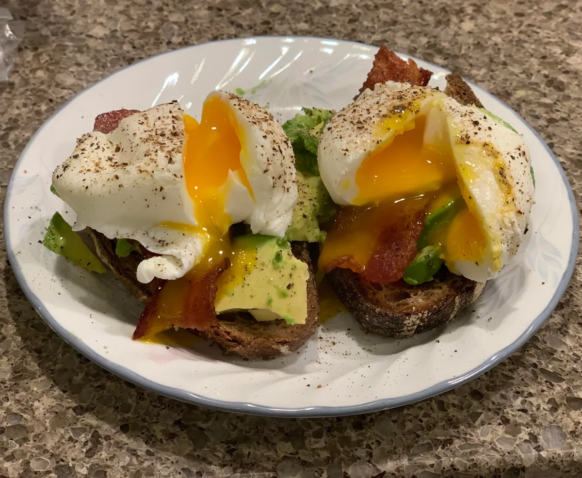 We’re working on learning poached eggs. My gawd these are delicious!