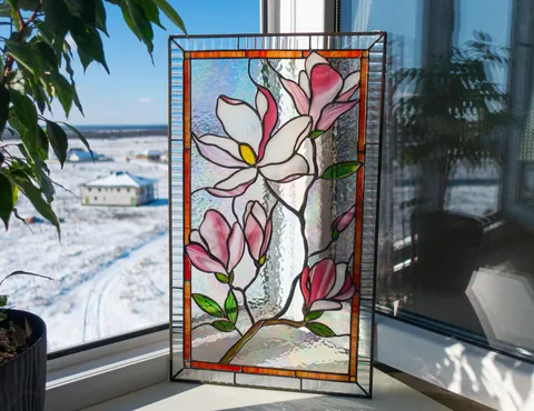 my flower collection, stained glass, by me u/mojoartglass, 2025