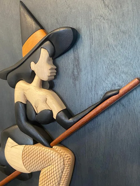 Witchy Pinup, James Pendragon, Carved Wood, 2026