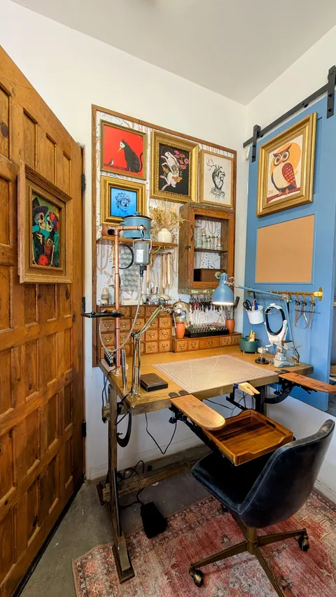 Built my wife a jewelers bench in the ugly corner of my woodshop