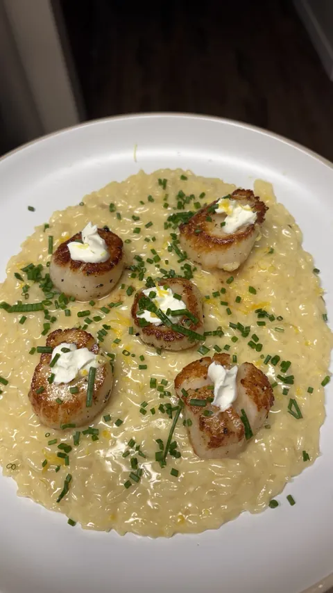 [homemade] risotto with seared scallops