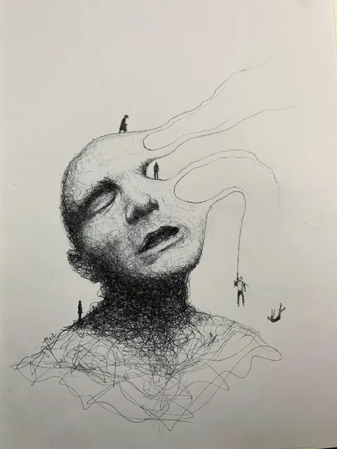 A few pieces from my own strange world, drawn with ink and scribbles.