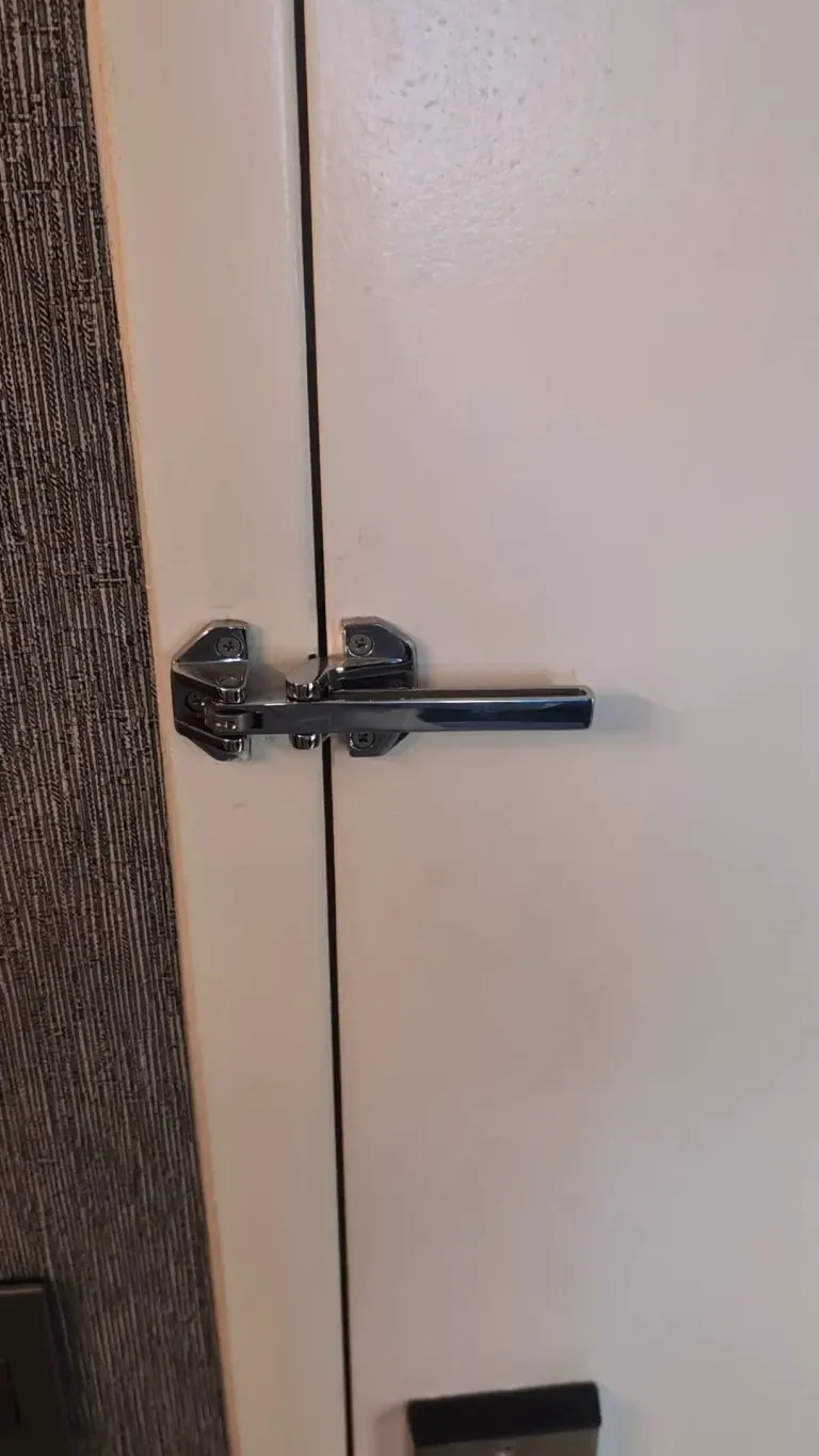 This door latch at a "luxury" hotel