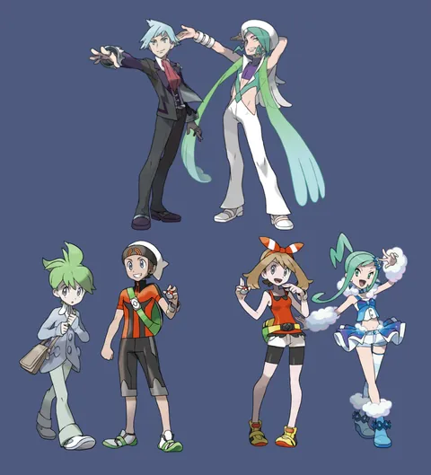 I just noticed that each of the major hoenn characters have their own gay friend with green hair