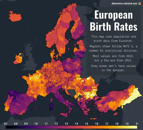 [OC] Birth Rates Across Europe