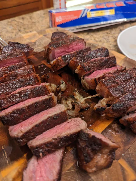 My husband likes making steak. I love my husband.