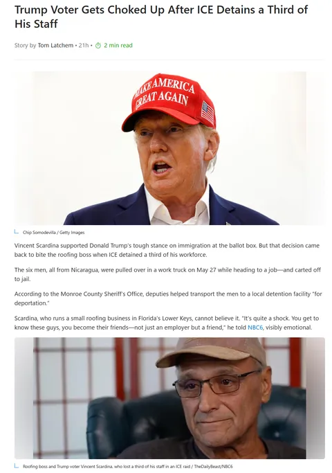 Trump Voter Gets Choked Up as ICE Detains a Third of His Workers