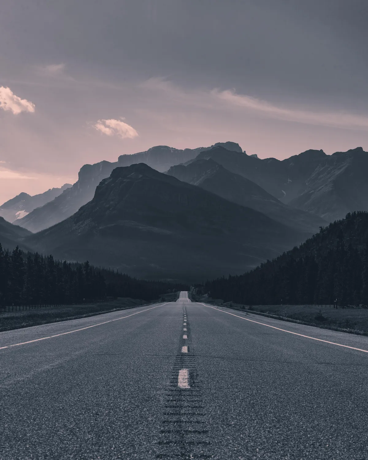 Road leading to mounting in Alberta Canada.