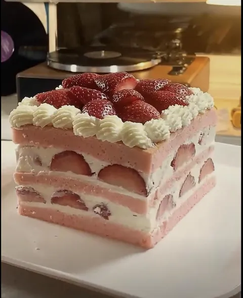 [homemade] Pink Strawberry Cake