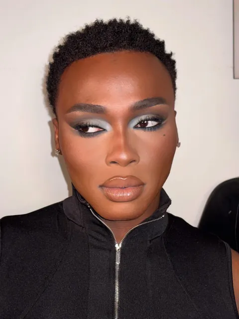 Kim K look on deeper skin tone with gloss added