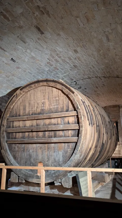 A  massive 16th-century wine barrel located in a German castle could hold over 84,000 liters of wine.