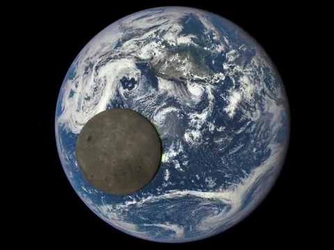 The moon passed between Nasa's Deep Space Climate Observatory and the Earth allowing this rare pic showing the dark side of the moon