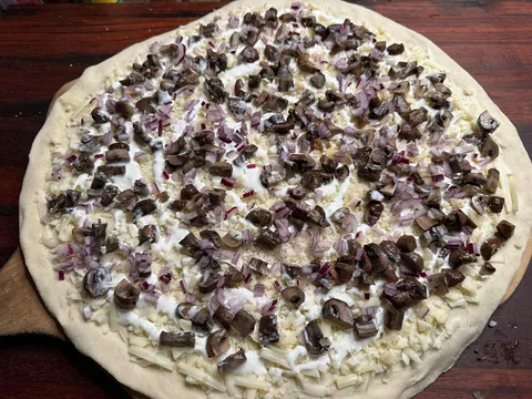 [Homemade] mushroom and bacon pizza