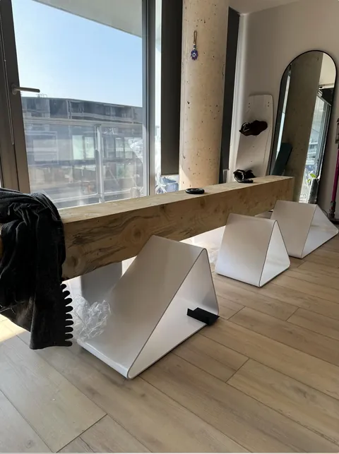 Built this TV console from scratch. Took me 3 months and a lot of swearing.