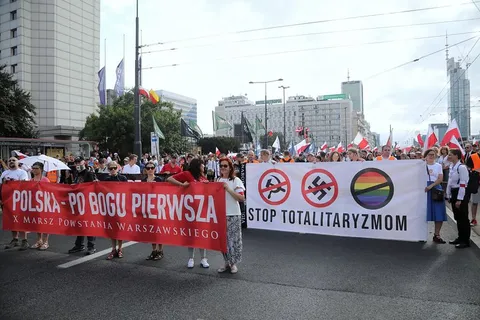 Poland "Stop Totalitarianism" for the 77th warsaw uprising anniversary