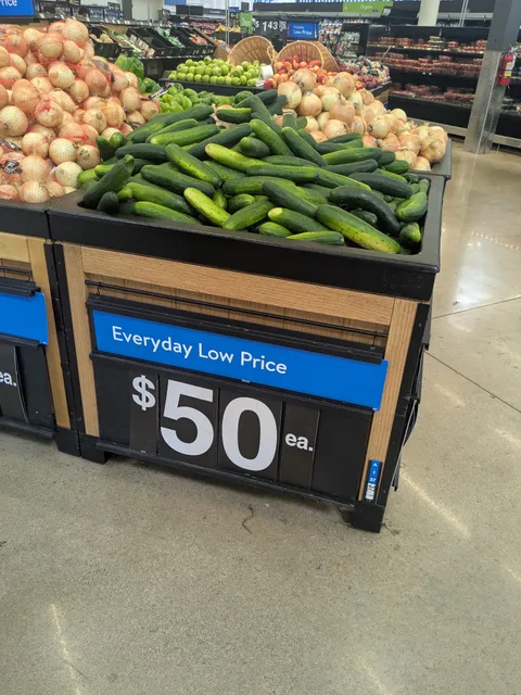 Walmart sign says $50 each cucumber