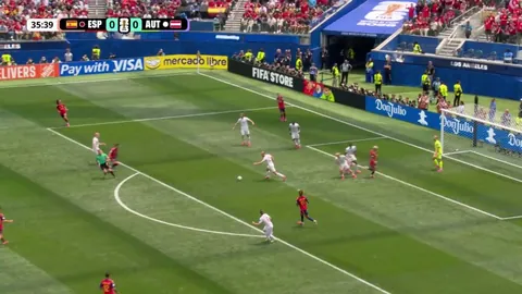 Mikel Oyarzabal opens the scoring for Spain against Austria