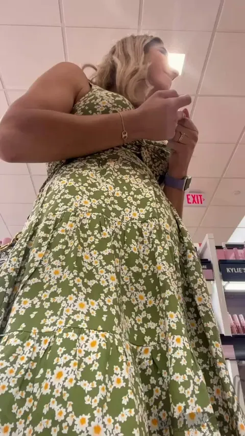 The store was super crowded but I still insisted on showing off my holes for you :) [GIF]