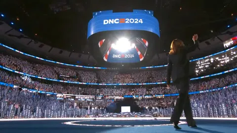 Kamala Harris at the DNC in front of a massive crowd