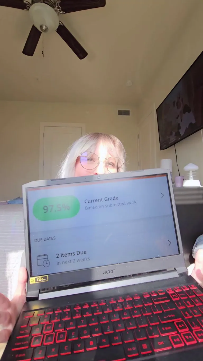 I got F cups and A grades! 😎