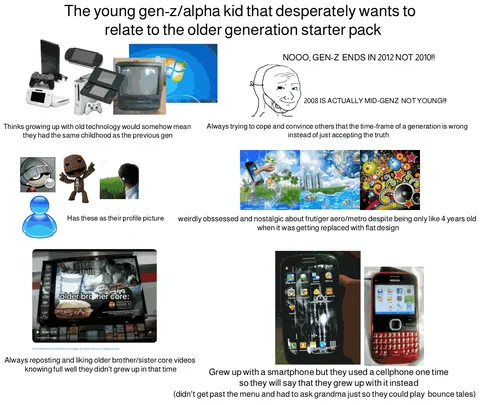The young gen-z/alpha kid that desperately wants to relate to the older generation starter pack