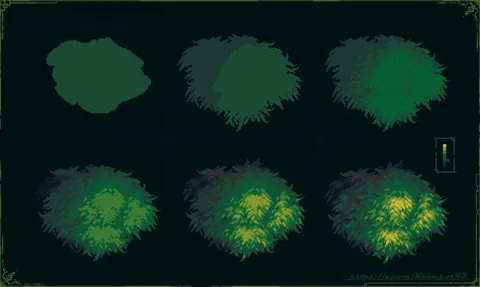 How I draw leaves in pixel art