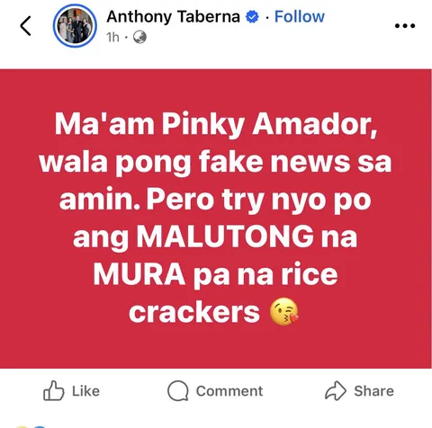 Anthony Taberna natagpuang pikon kay Pinky Amador