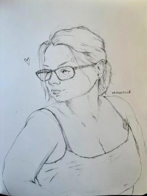 My Lovely Wife, Vasquetch (me), Graphite, 2025