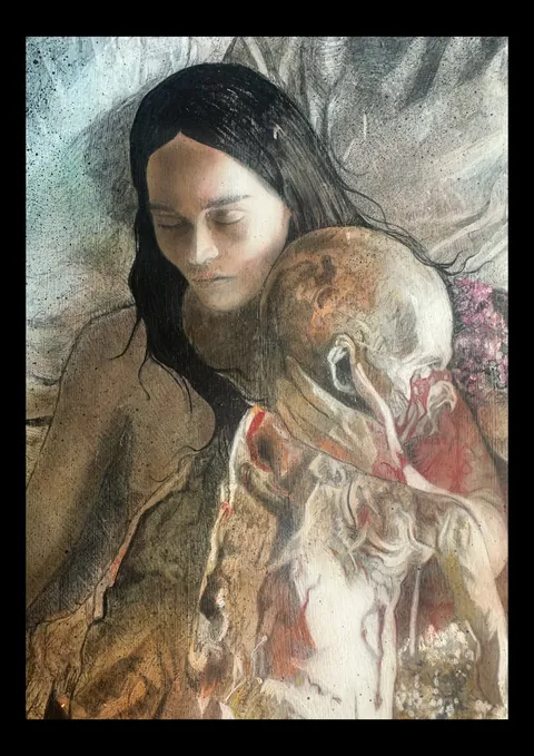 Nosferatu (2024) painting by me. Acrylic and coloured pencils on paper.